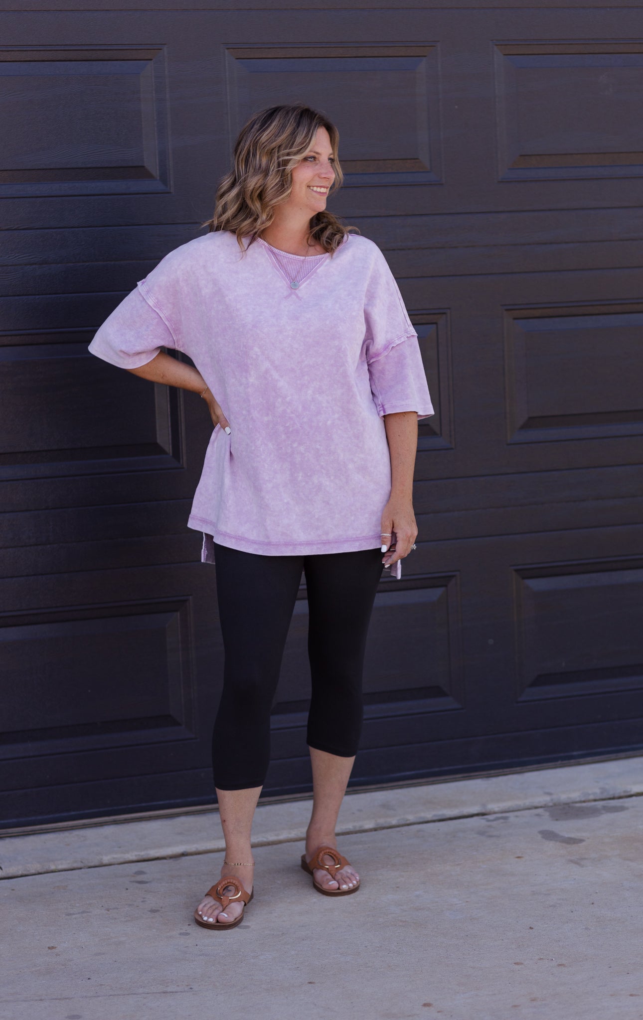 Give it Time Exposed Seam Oversized Top