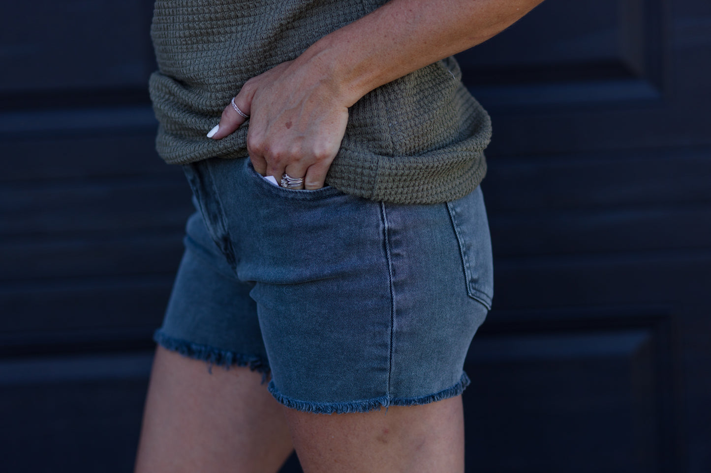 Acid Wash Gray Wash Shorts