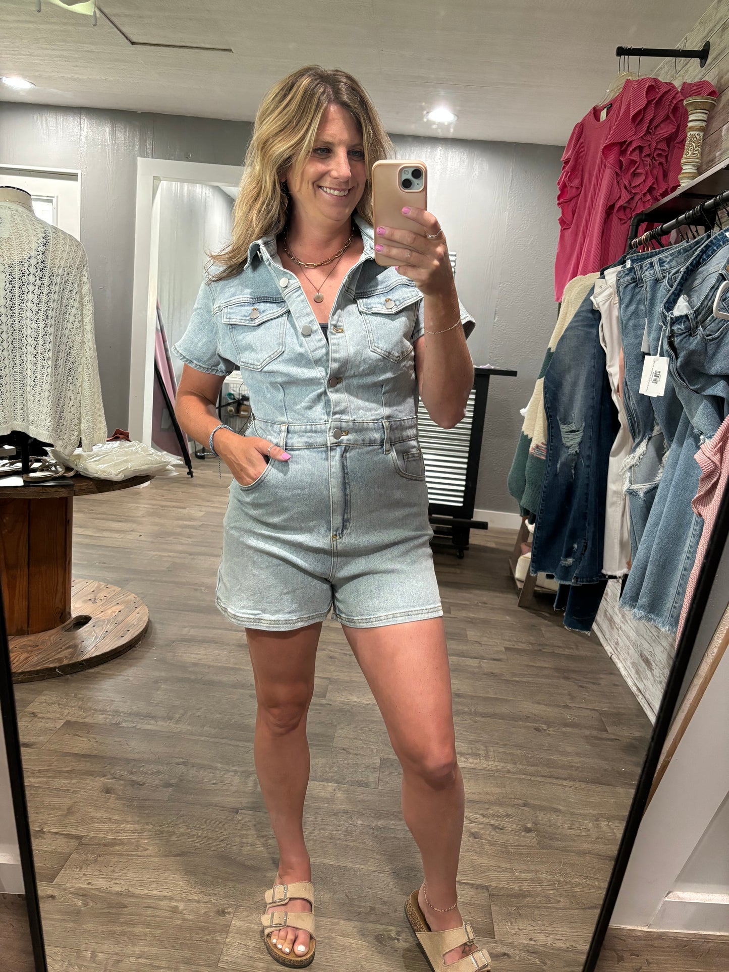 Blame it on the Whiskey Denim Romper