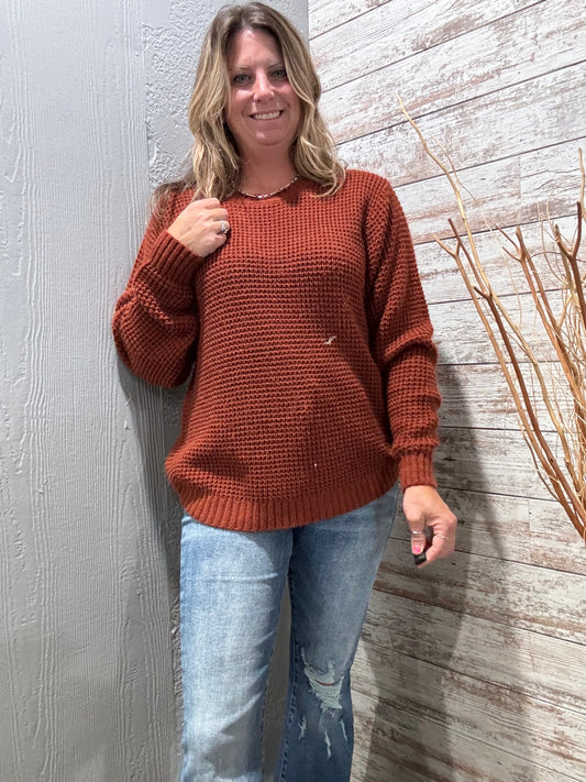 Soft and Sweet Knit Sweater - Rust