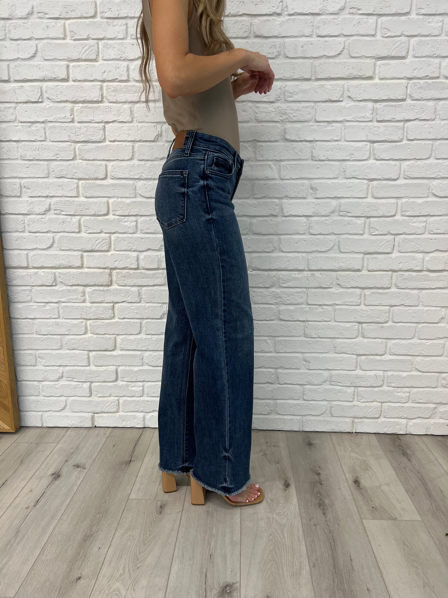 Addie Mid Rise Vintage Wash Wide Leg Jeans