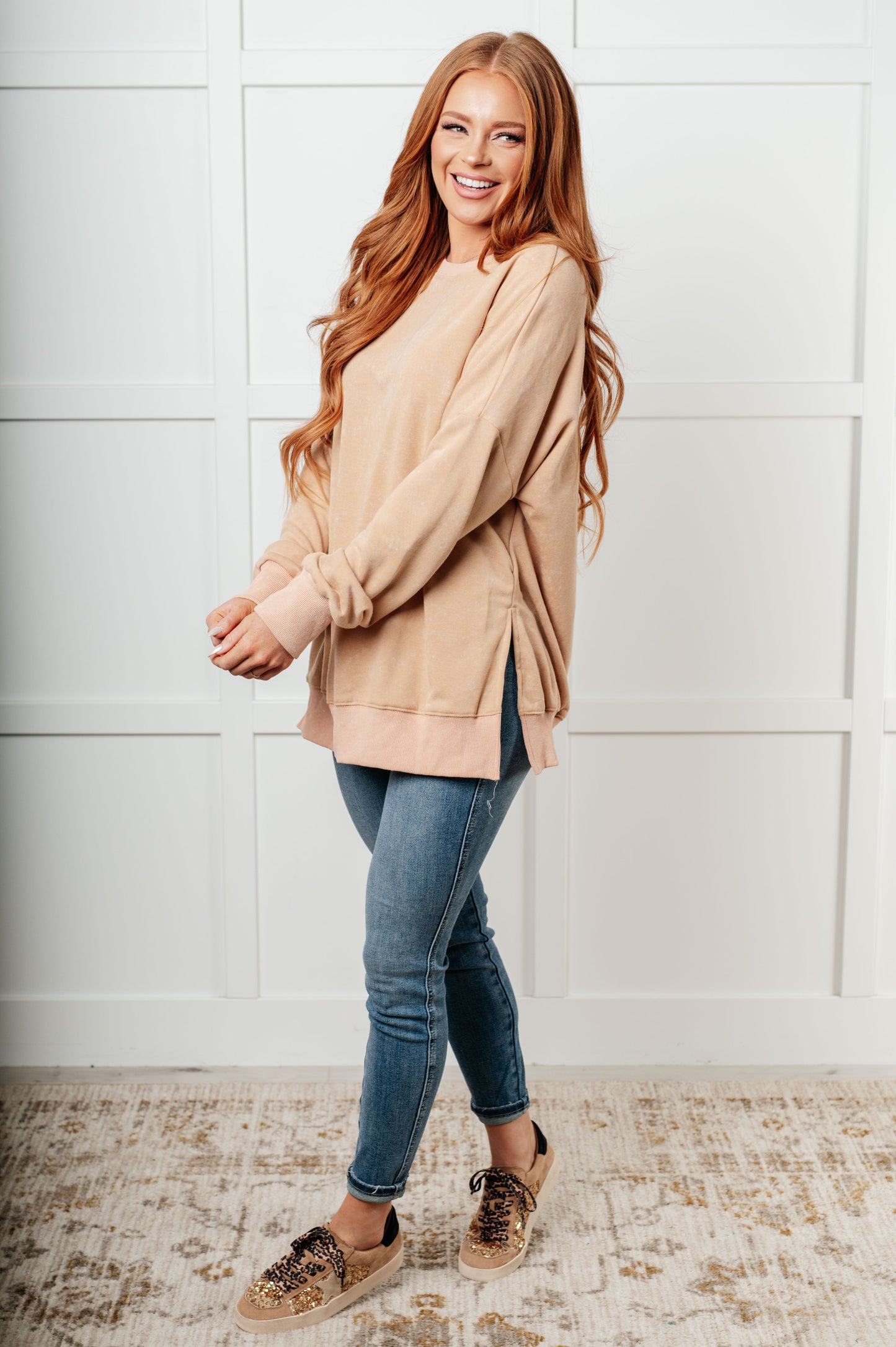 No Plain Jane Oversized Sweatshirt in Khaki