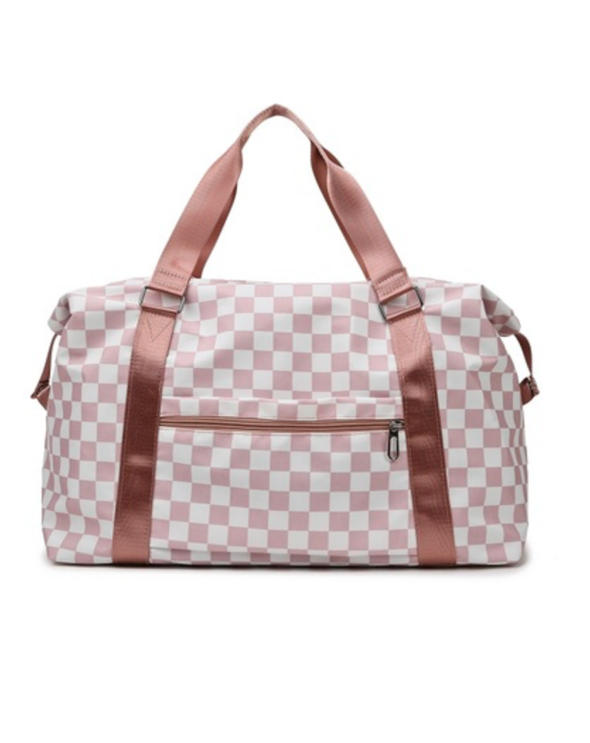 Checkered Weekend Duffle Bag - Rose