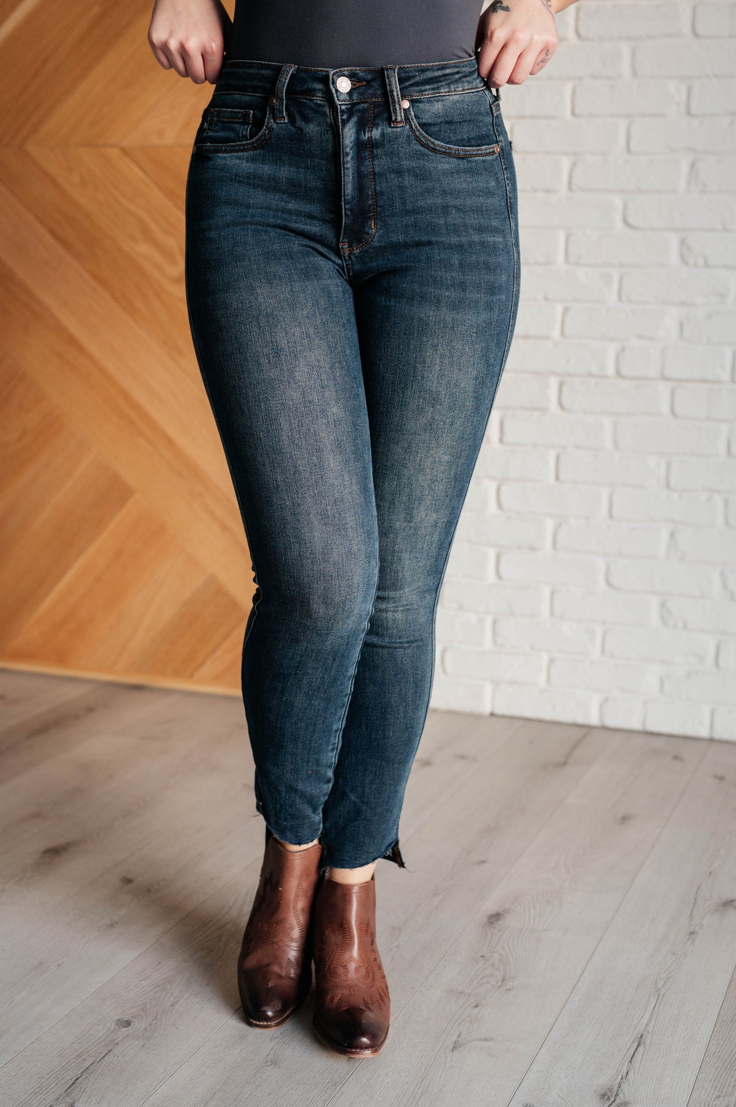 Judy Blue Tessa High Rise Control Top Step Hem Skinny Jeans