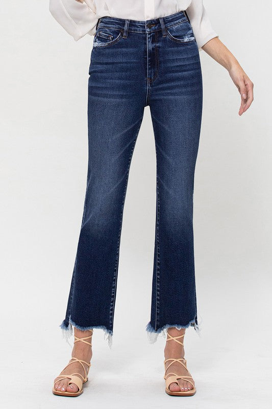 Vervet - High Rise Distressed Hem Kick Flare Jeans