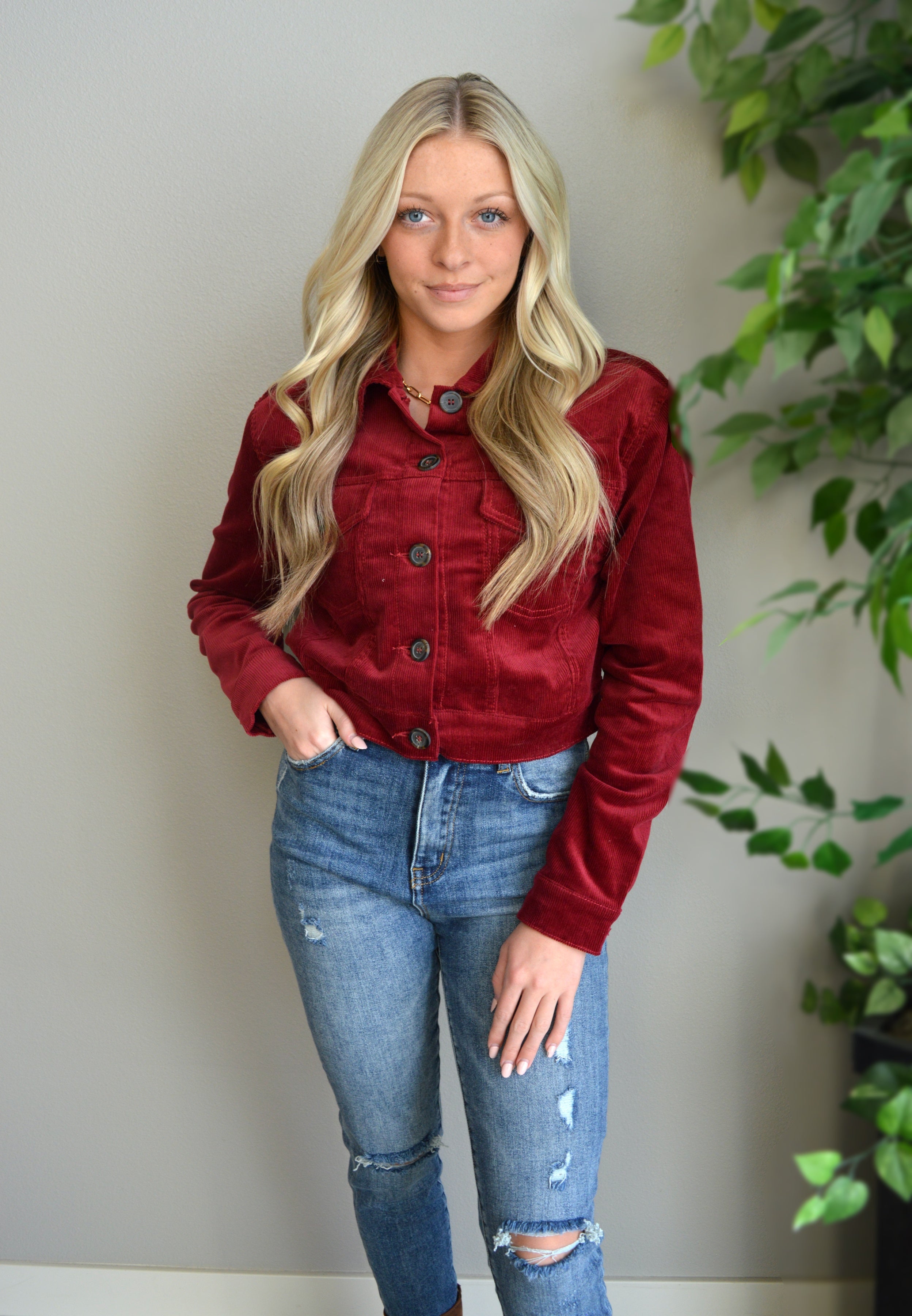 Corduroy jacket hot sale wine red