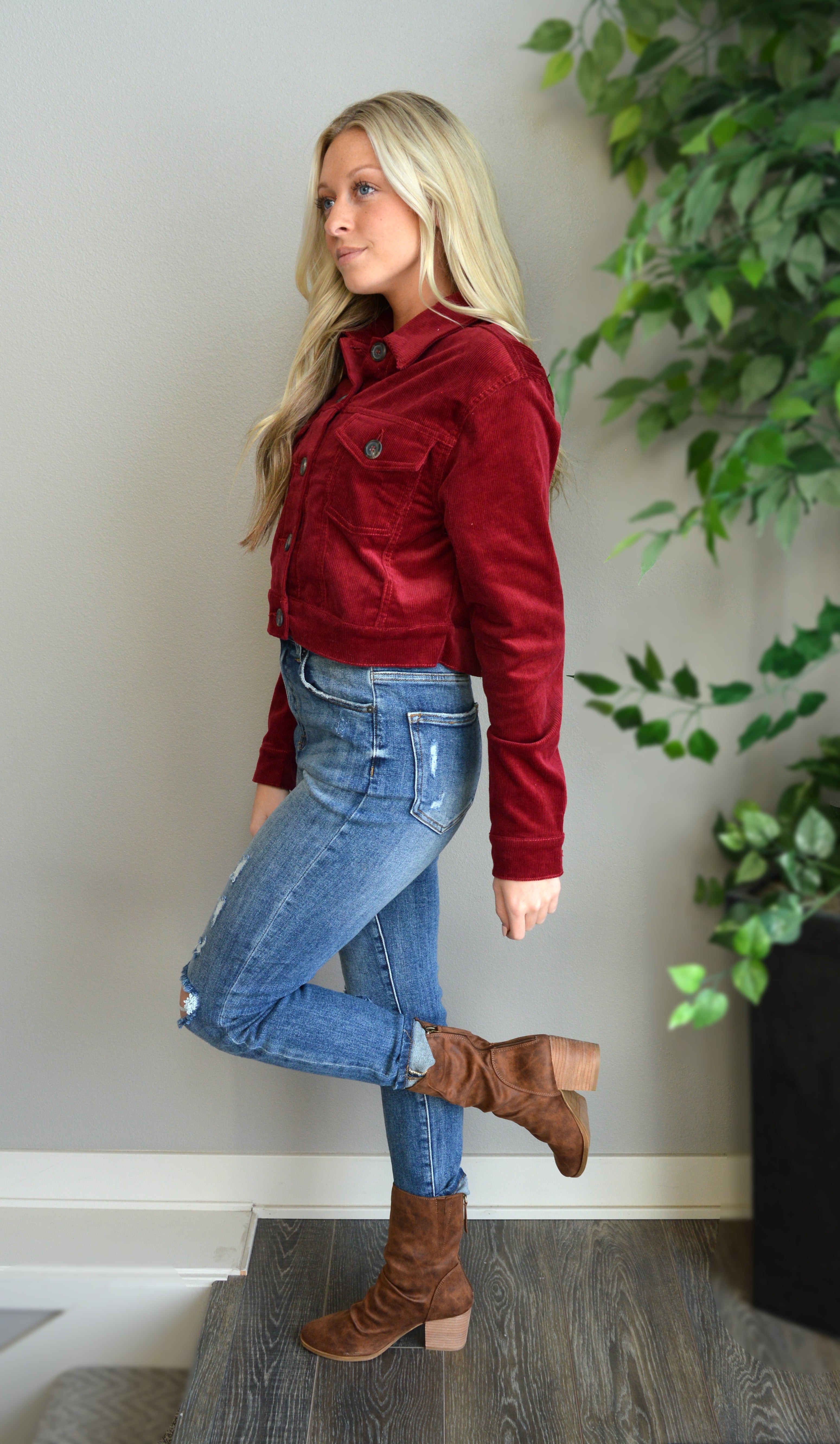 Wine cropped outlet jacket